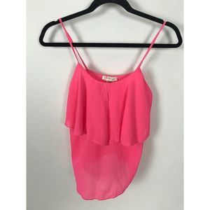 A'Gaci A'Gaci Vintage Womens Pink Ruffled Layers Sheer Tank Blouse Size S